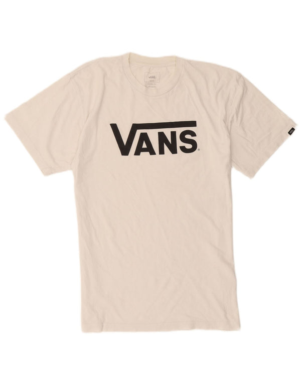 Męski T-shirt Vans o klasycznym kroju z grafiką, średniej wielkości, biały, bawełniany