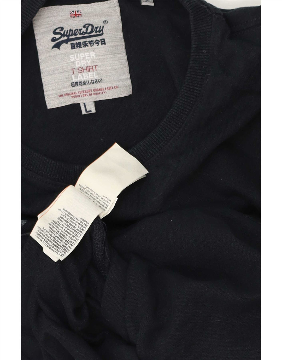 Męski top graficzny Superdry z długim rękawem, duży, granatowy, bawełniany