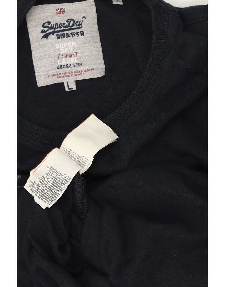 Męski top graficzny Superdry z długim rękawem, duży, granatowy, bawełniany