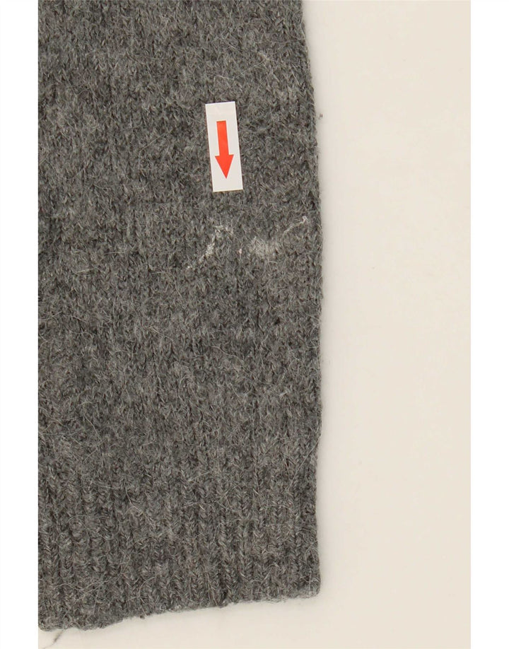 Damski sweter Zara z graficznym dekoltem w kształcie litery V, UK 10, mały szary