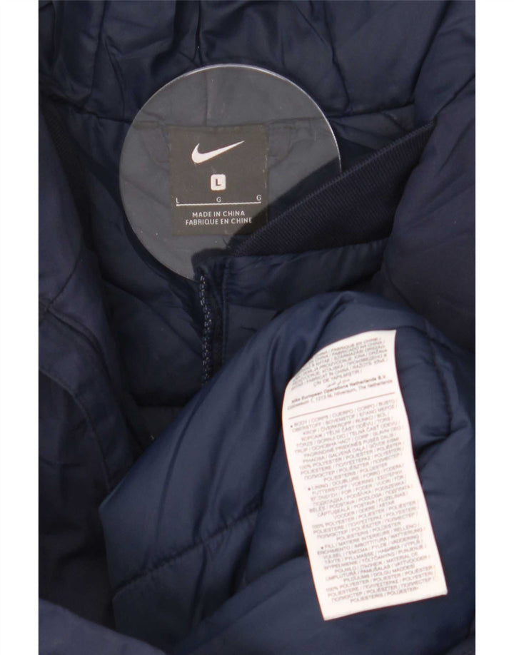 Męski ocieplany płaszcz z kapturem i kapturem Nike UK 40, duży, granatowy, poliester