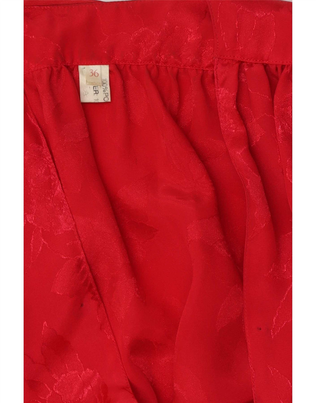 Vintage damska bluzka z rękawem 3/4, EU 36, mała, czerwona, w kwiaty, poliester