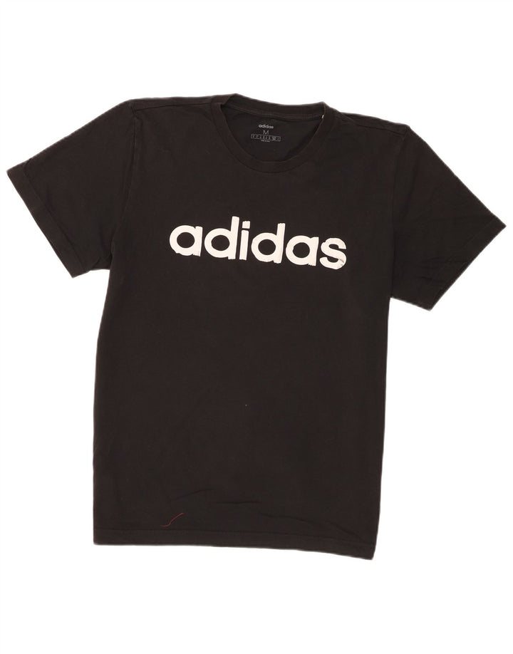Męska koszulka z grafiką Adidas, średnia, czarna bawełna