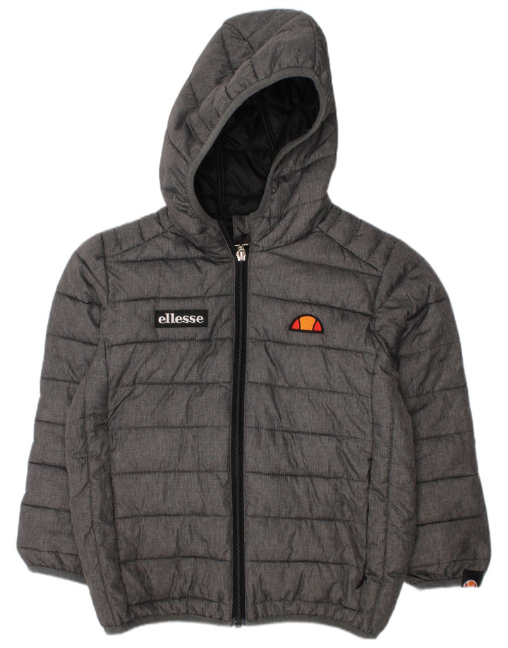 ELLESSE Boys Hooded Padded Jacket 5-6 Years Grey Polyamide