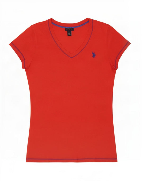 US Polo Assn. T-shirt damski Top UK 12 Średni Czerwony Bawełniany