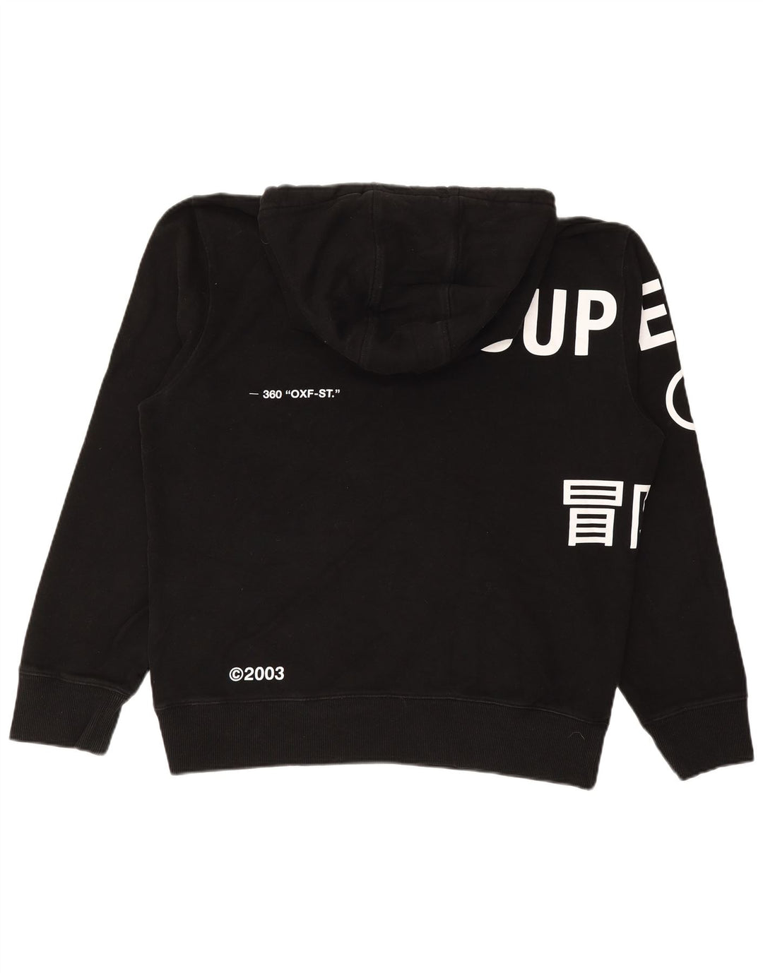 SUPERDRY Męski sweter z kapturem i grafiką XL, czarny, bawełniany