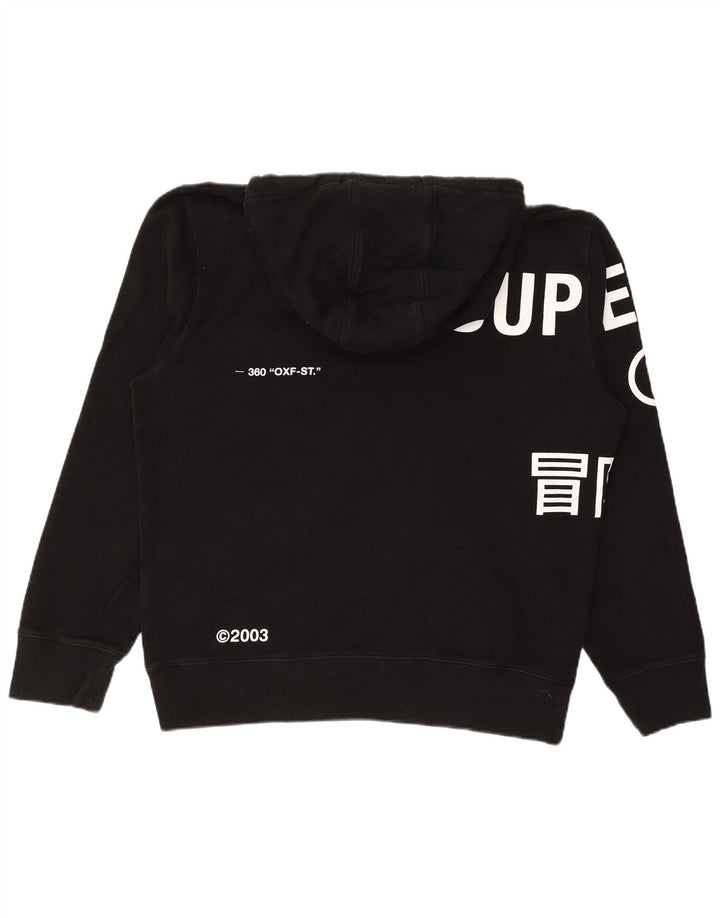 SUPERDRY Męski sweter z kapturem i grafiką XL, czarny, bawełniany