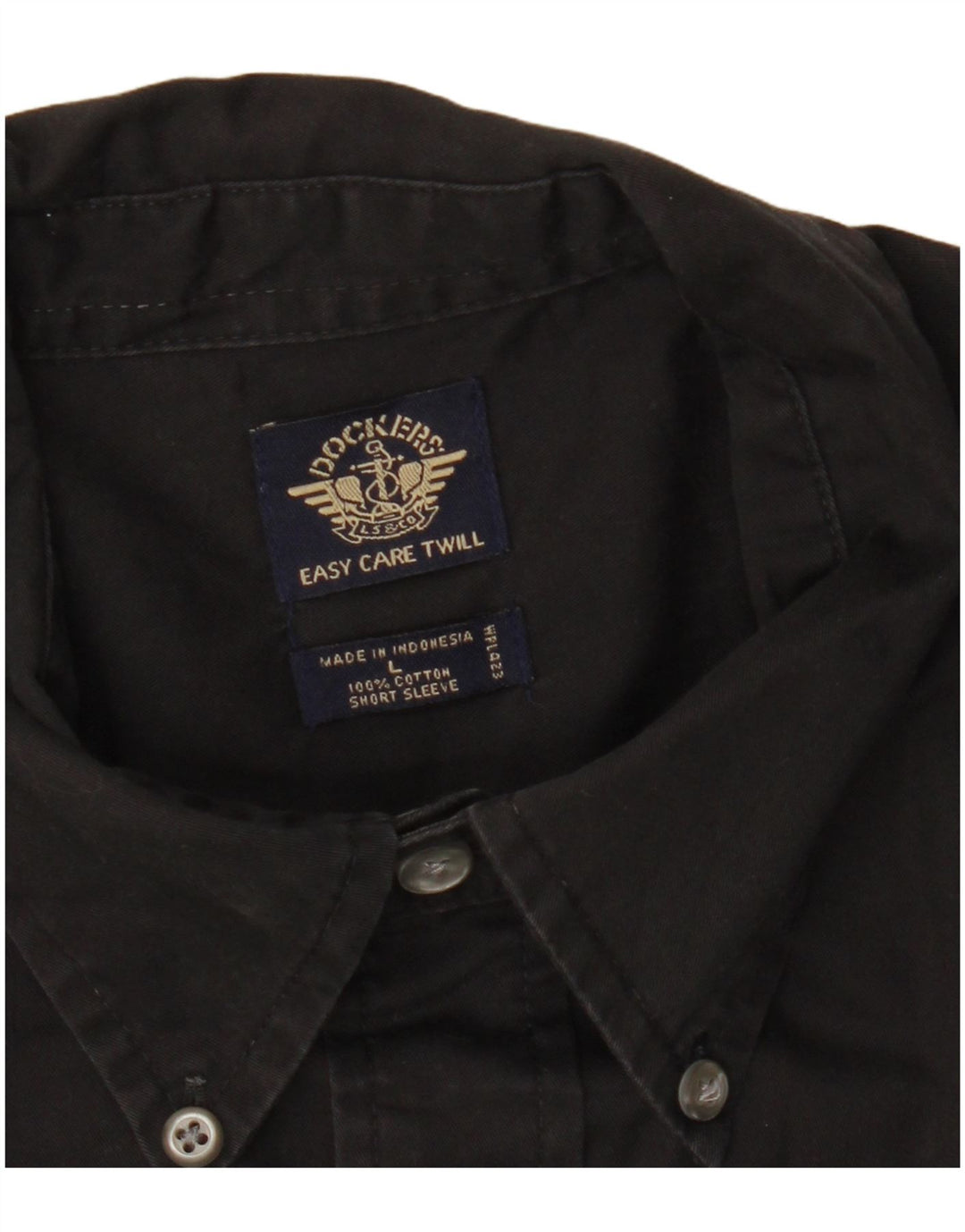 DOCKERS Męska koszula z krótkim rękawem, duża, czarna, bawełniana