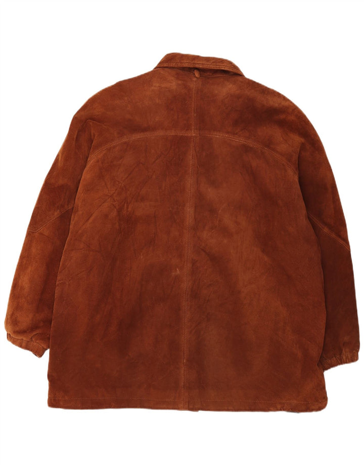 Damski płaszcz zamszowy typu oversize Michel IT 50 XL, brązowa skóra