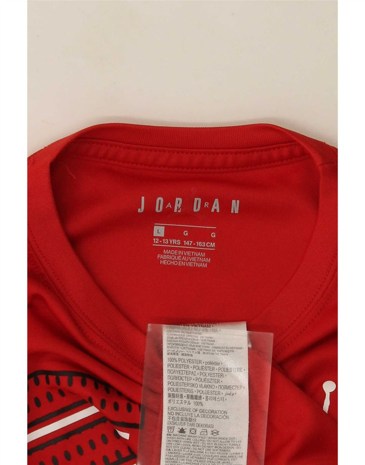 Chłopięcy T-shirt z grafiką Jordan, rozmiar 12-13 lat, duży, czerwony poliester