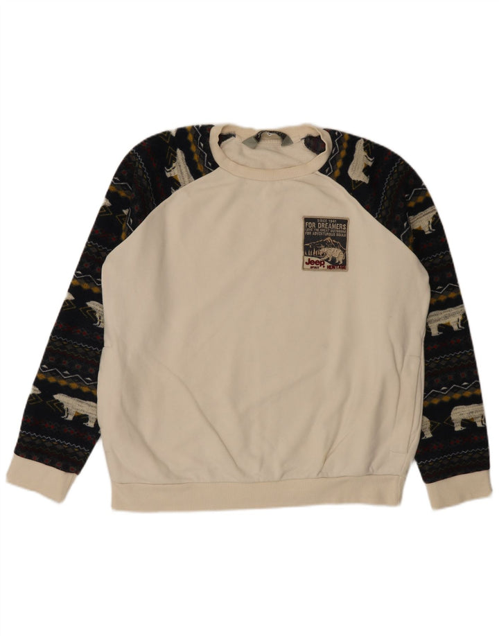 Bluza męska Jeep, duża, biała, Fair Isle