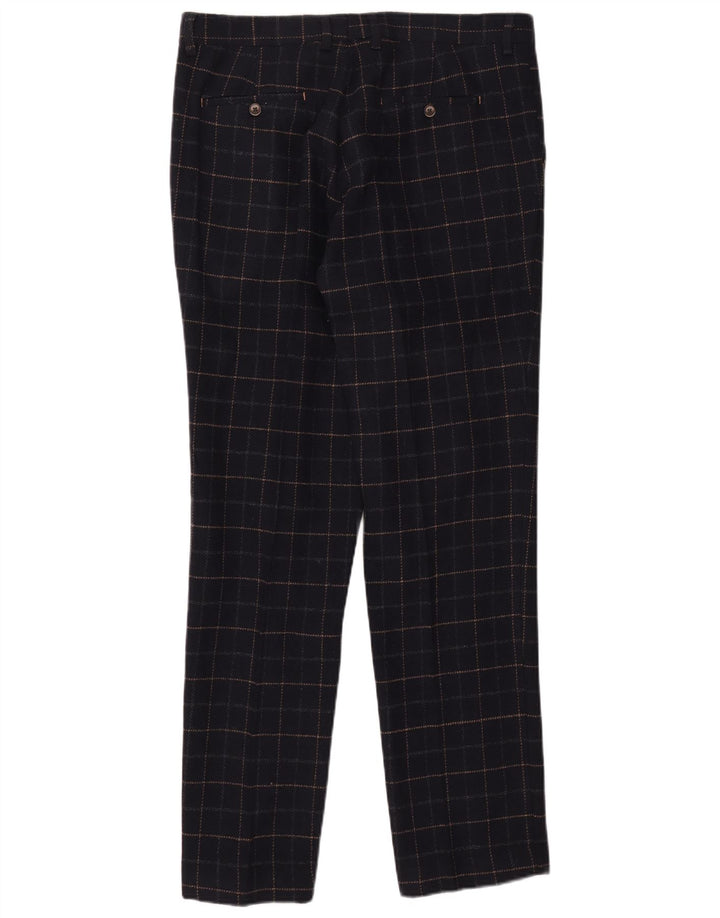 Cavani Męski 2-częściowy garnitur zapinany na 2 guziki UK 40 Large W38 L32 Granatowa kratka