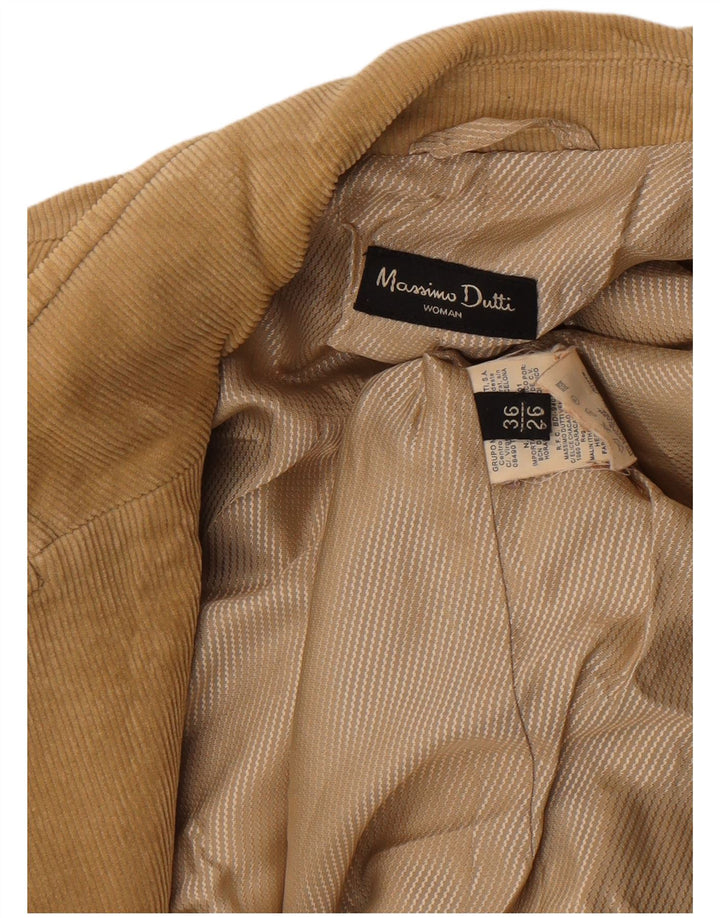 MASSIMO DUTTI Damska marynarka sztruksowa zapinana na 2 guziki EU 36 XS, brązowa, bawełniana