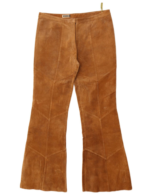 Damskie zamszowe spodnie Yessica Bootcut EU 42 Large W34 L31 Brązowa skóra