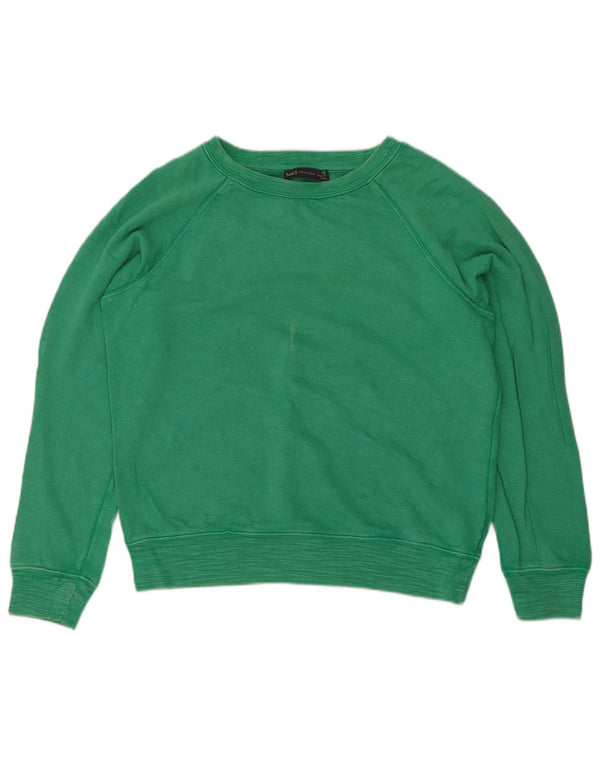 Marks & Spencer Damski sweter oversize UK 10, mały, zielony, bawełniany