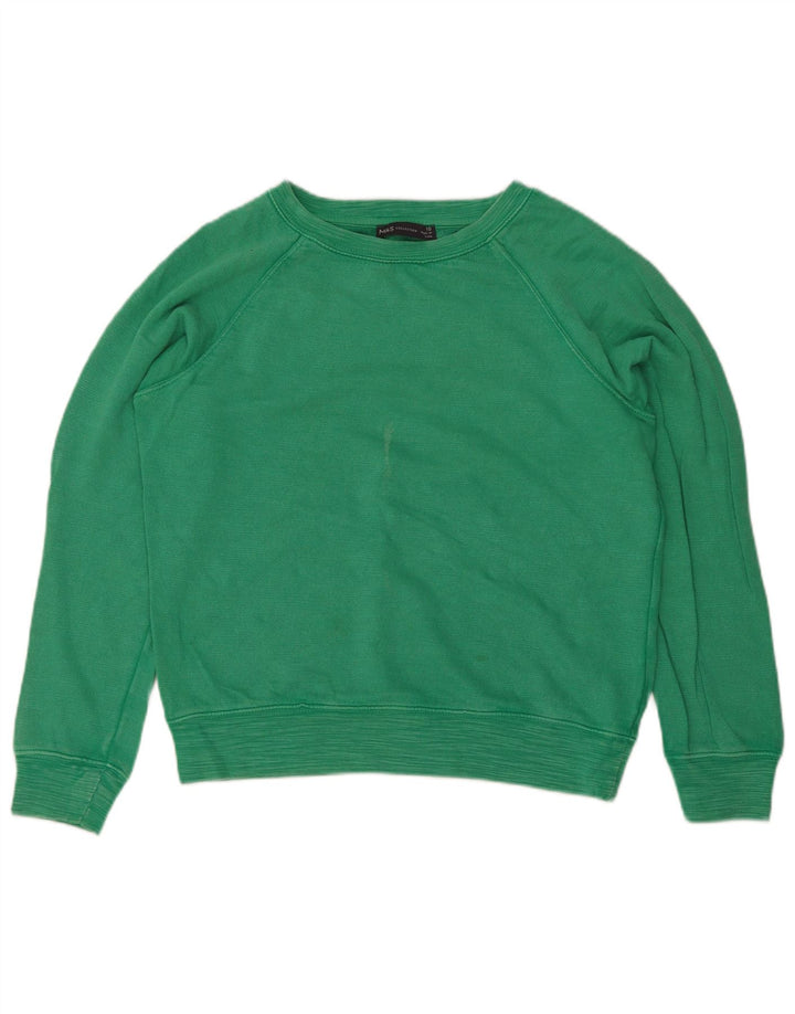 Marks & Spencer Damski sweter oversize UK 10, mały, zielony, bawełniany