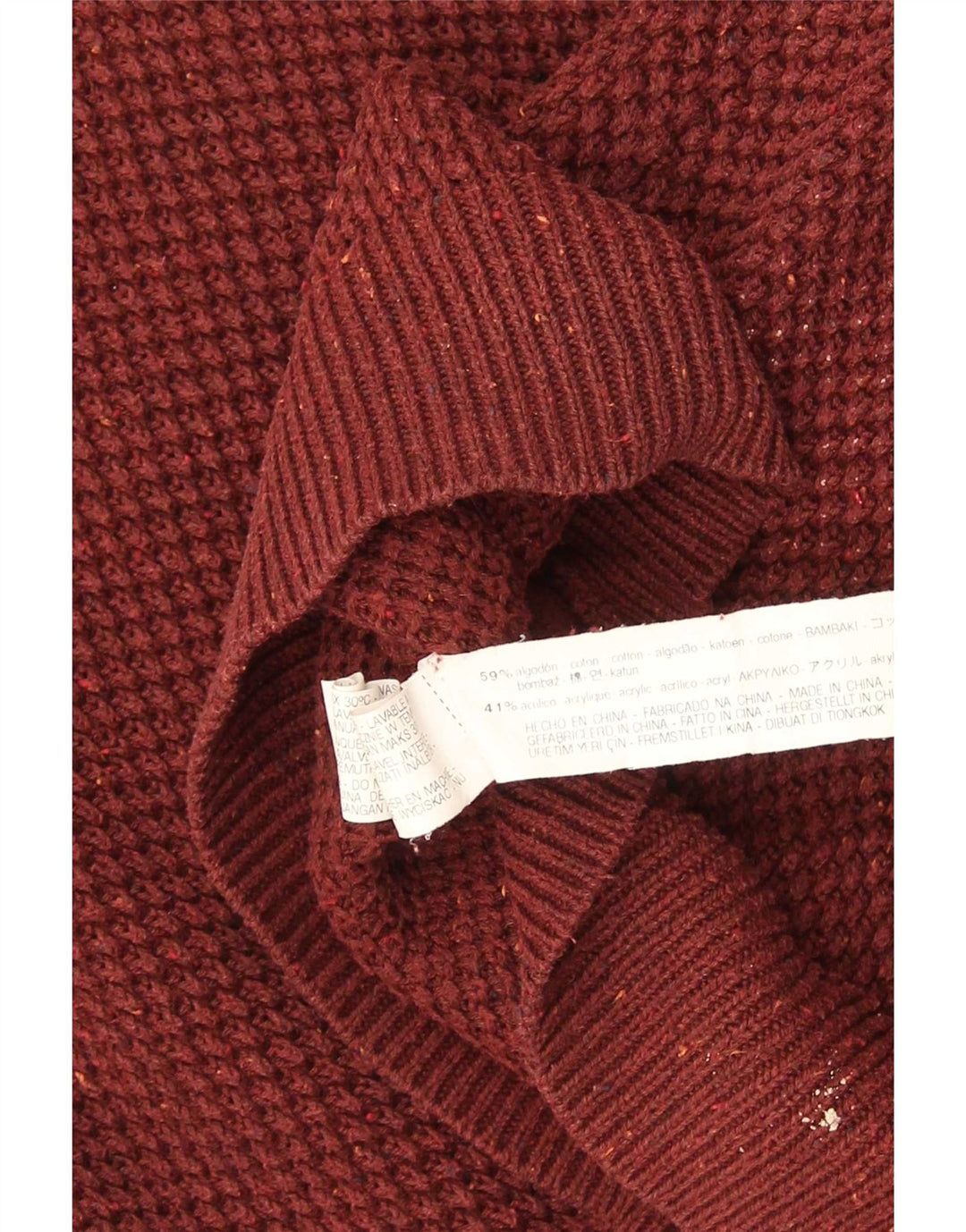 Zara Męski sweter z dekoltem w łódkę XL, czerwony, bawełniany