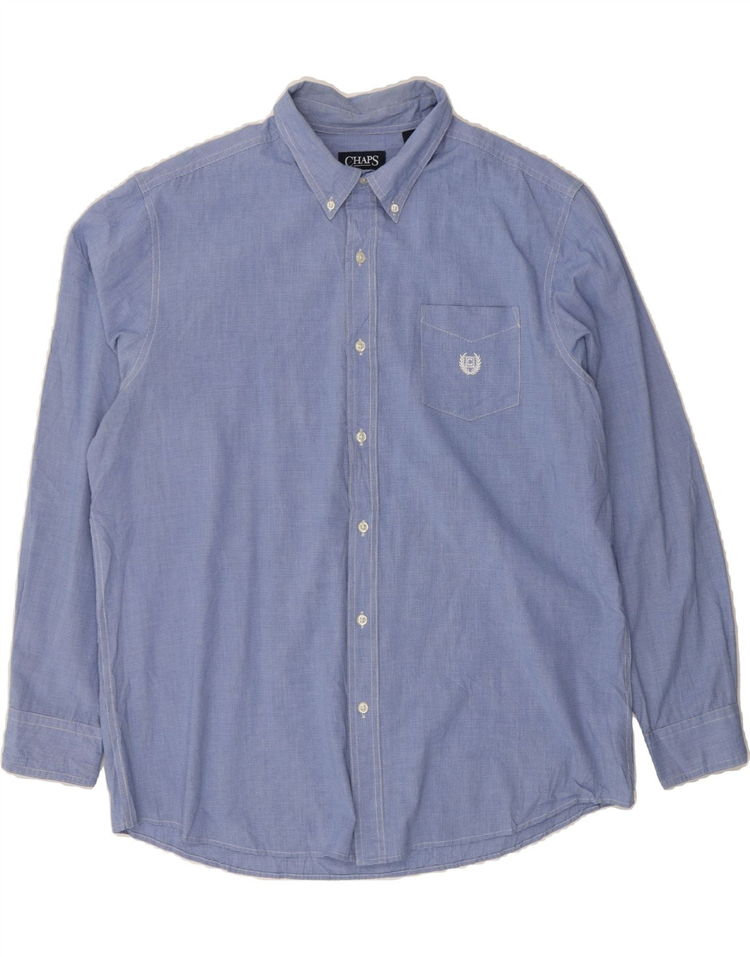 CHAPS Mens Shirt XL Blue Check Cotton Vintage Chaps and Second-Hand Chaps from Messina Hembry 