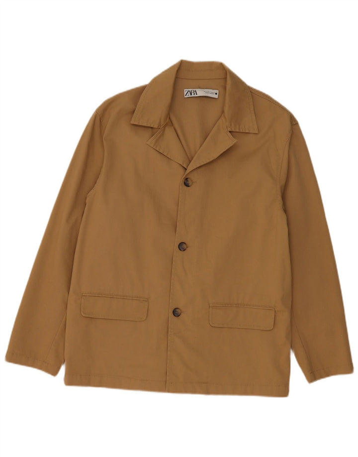 Damska marynarka zapinana na 3 guziki, oversize, Zara UK 10, mała, beżowa, bawełniana