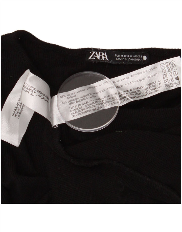 Damski sweter ZARA z dekoltem w łódkę UK 12 Średni czarny wiskoza