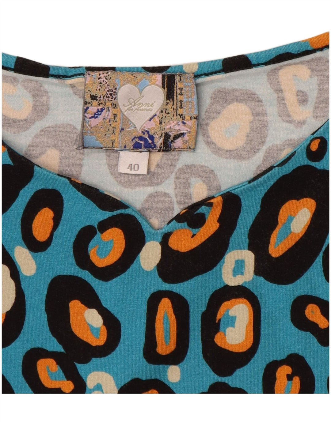 Bluzka damska VINTAGE Top EU 40 Średni niebieski, bawełniany nadruk zwierzęcy