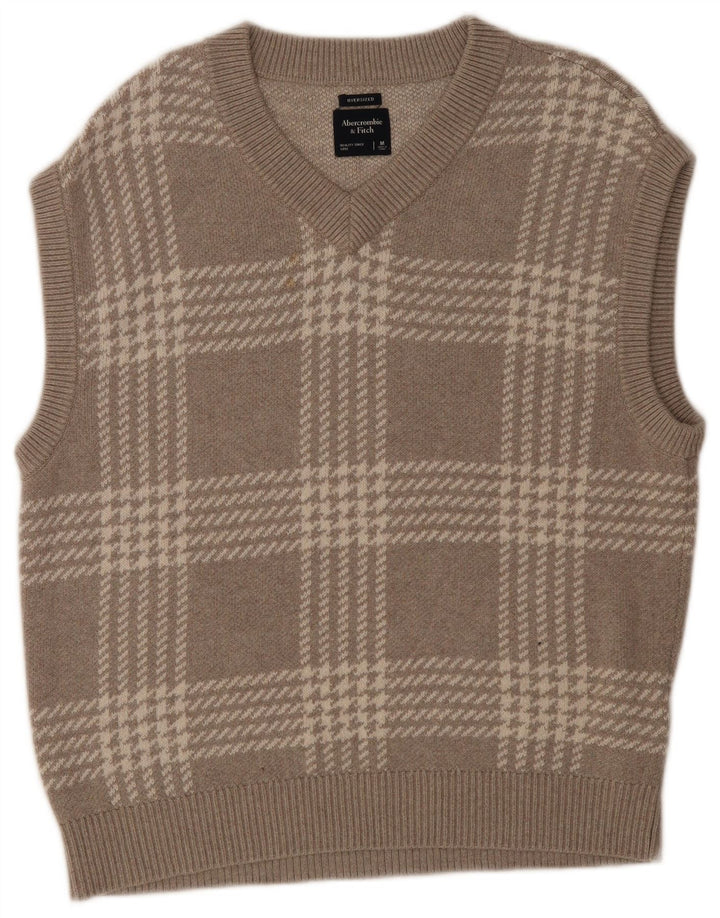 Męski podkoszulek oversize z kamizelką Abercrombie & Fitch, średni szary w pepitkę