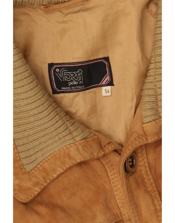 Vintage męska zamszowa kurtka bomber IT 54 2XL brązowa skóra