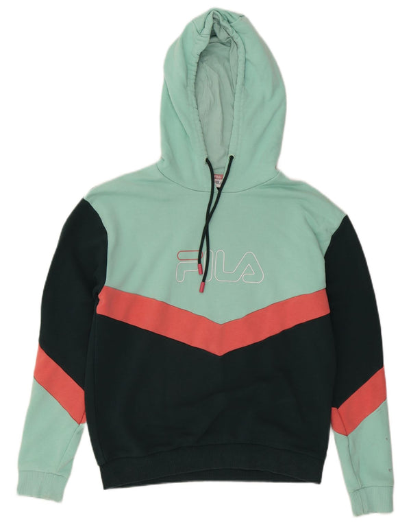 Damski sweter z kapturem Fila UK 14, bawełna w kolorze średniego turkusu