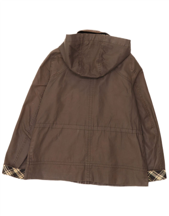 Damska kurtka Miss Selfridge z kapturem, oversize, woskowana, UK 10, w małą brązową kratkę