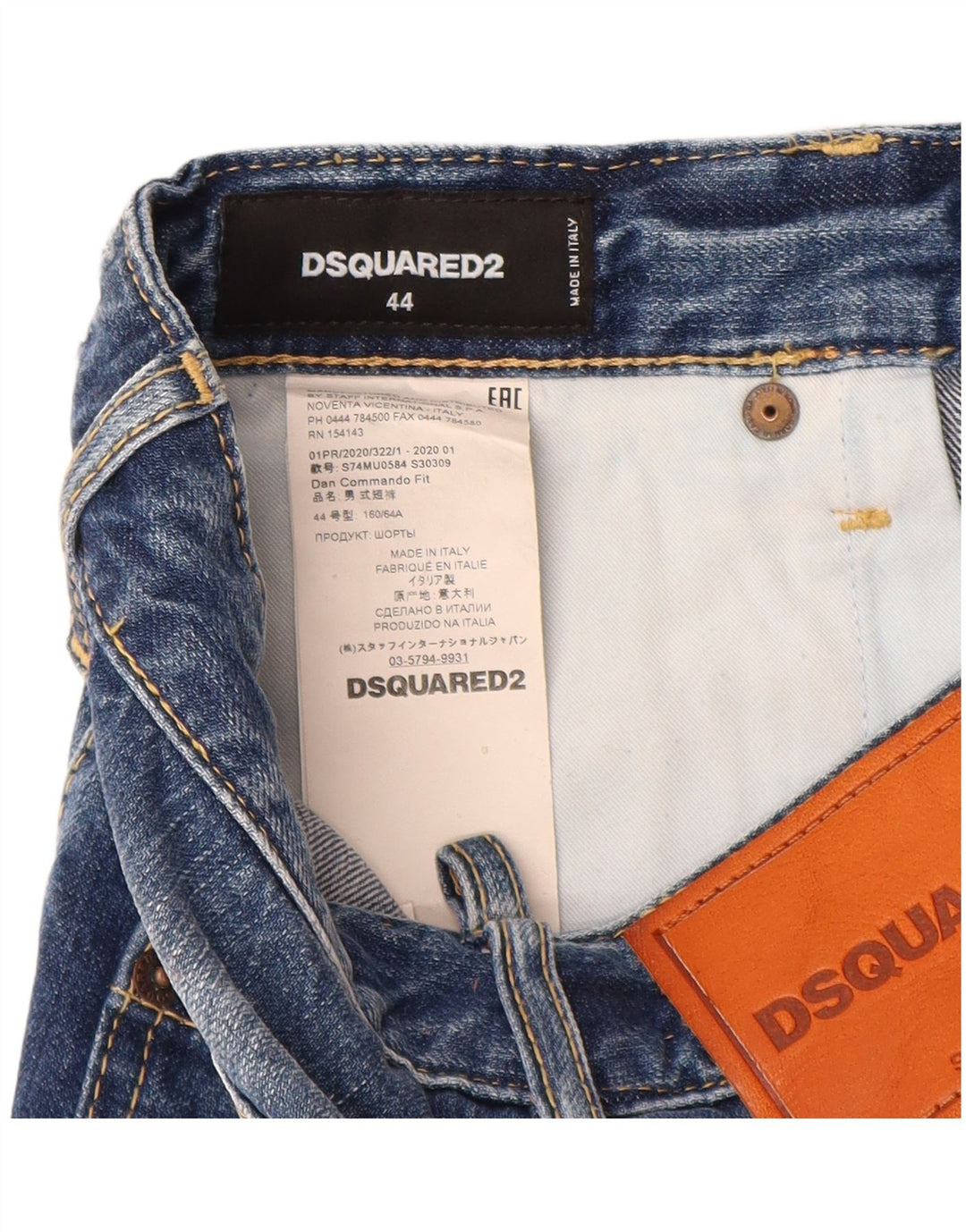 Damskie spodenki jeansowe Dsquared2 w trudnej sytuacji IT 44 Medium W28 Niebieska bawełna