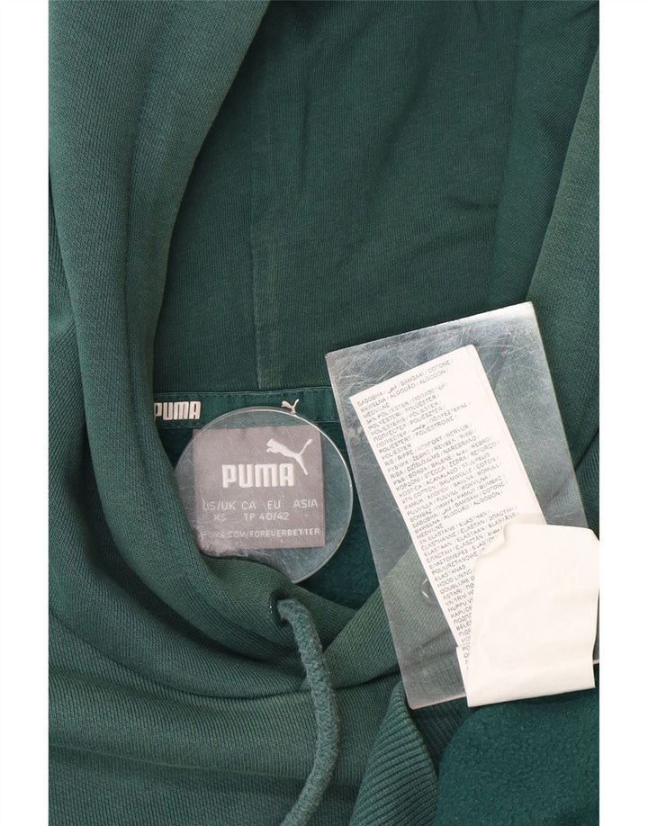 PUMA Womens Oversized Hoodie Jumper UK 6 XS Green Polyester Vintage Puma and Second-Hand Puma from Messina Hembry 