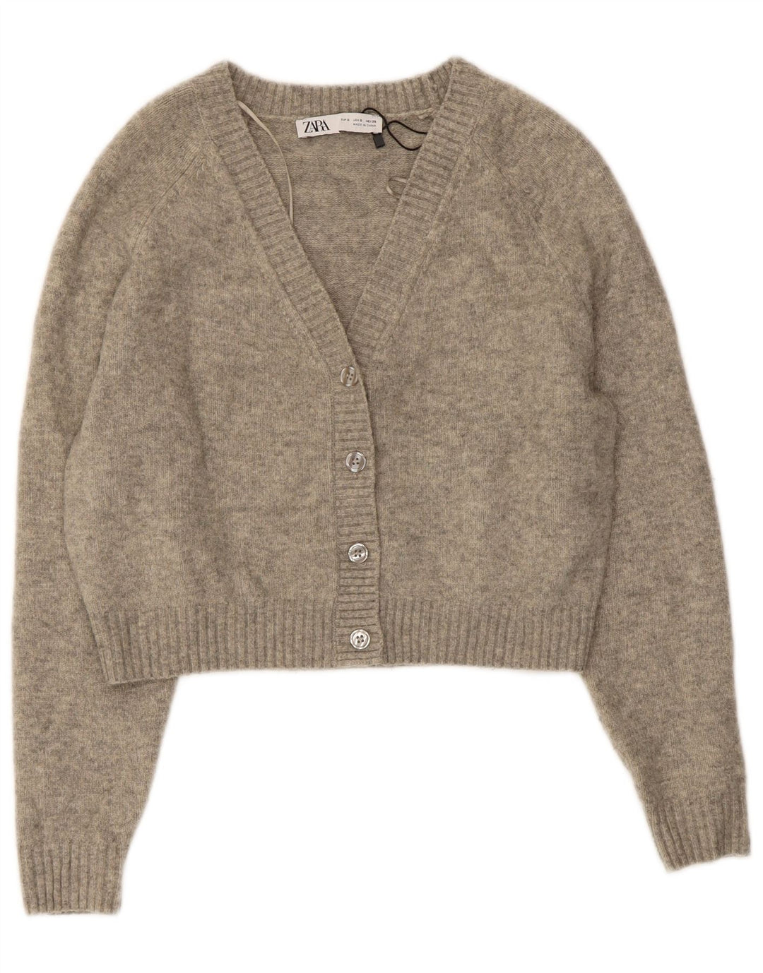 Sweter damski Zara Crop Oversize Cardigan UK 10 Small Grey Flecked