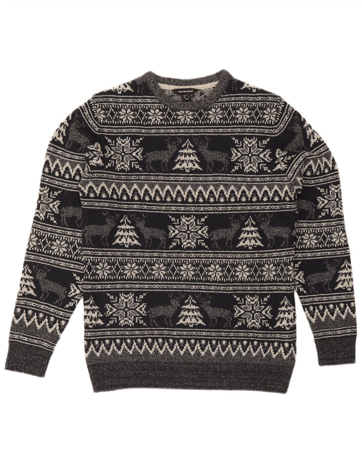 Męski sweter z okrągłym dekoltem Cedarwood State, średnioszary Fair Isle
