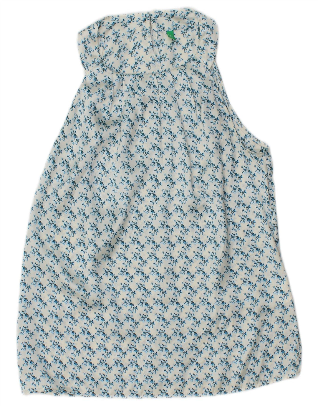 BENETTON Womens Sleeveless Blouse Top UK 10 Small White Floral Polyester