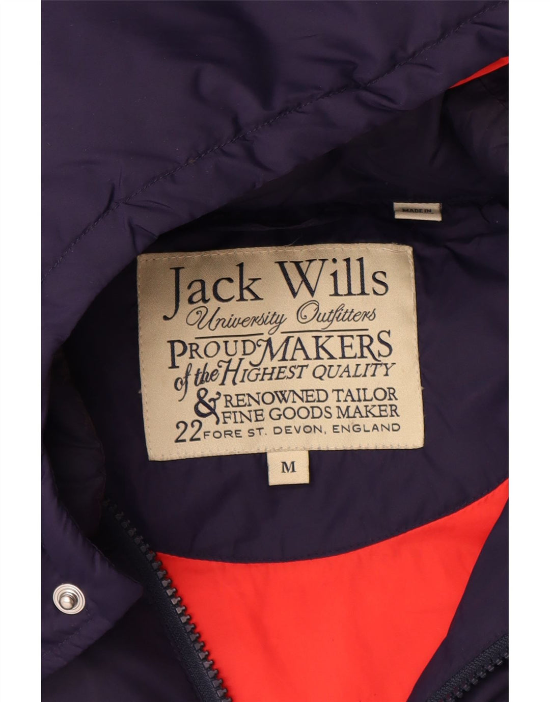 Męska wyściełana kamizelka z kapturem JACK WILLS UK 38 Średni granatowy nylon