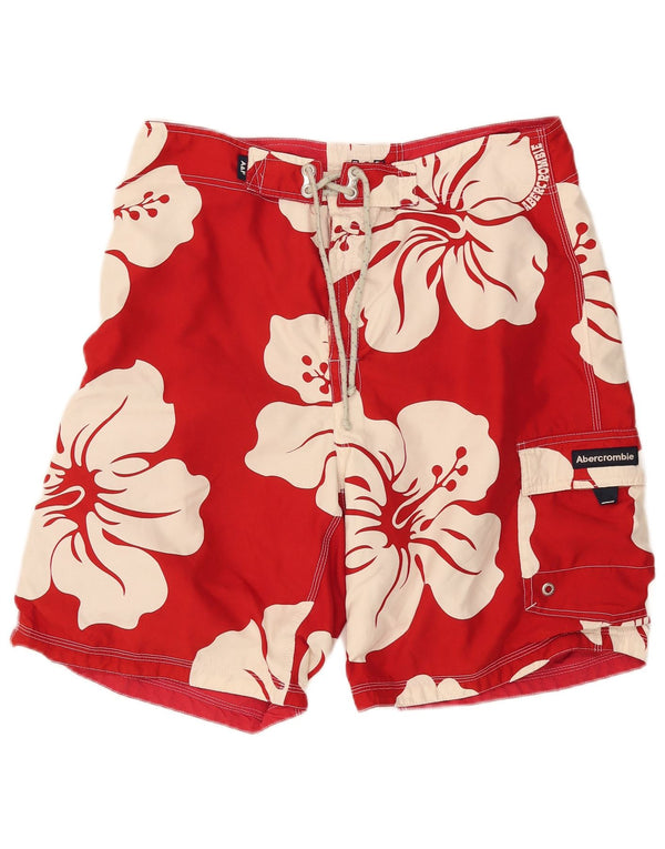 Męskie spodenki kąpielowe Abercrombie & Fitch z grafiką, duże, w czerwone kwiaty