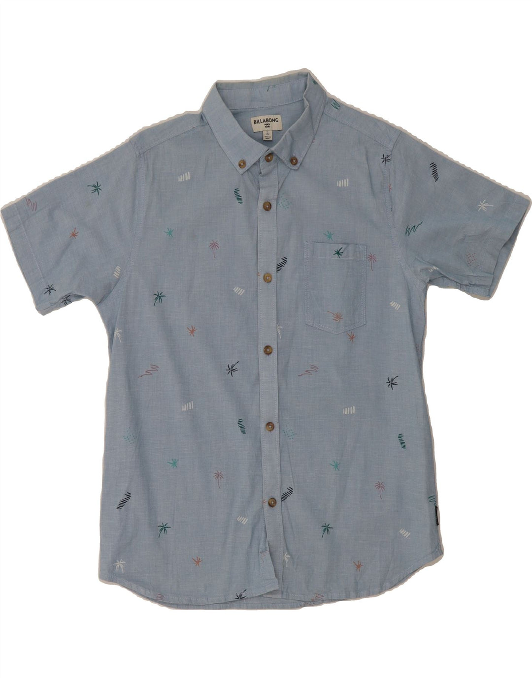 BILLABONG Boys Abstract Pattern Short Sleeve Shirt 14-15 Years Large Blue Vintage Billabong and Second-Hand Billabong from Messina Hembry 