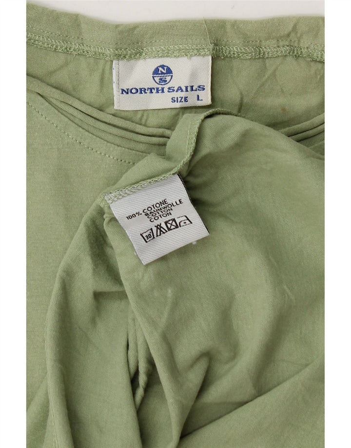 Męski T-shirt z grafiką NORTH SAILS, duży, zielony, bawełniany
