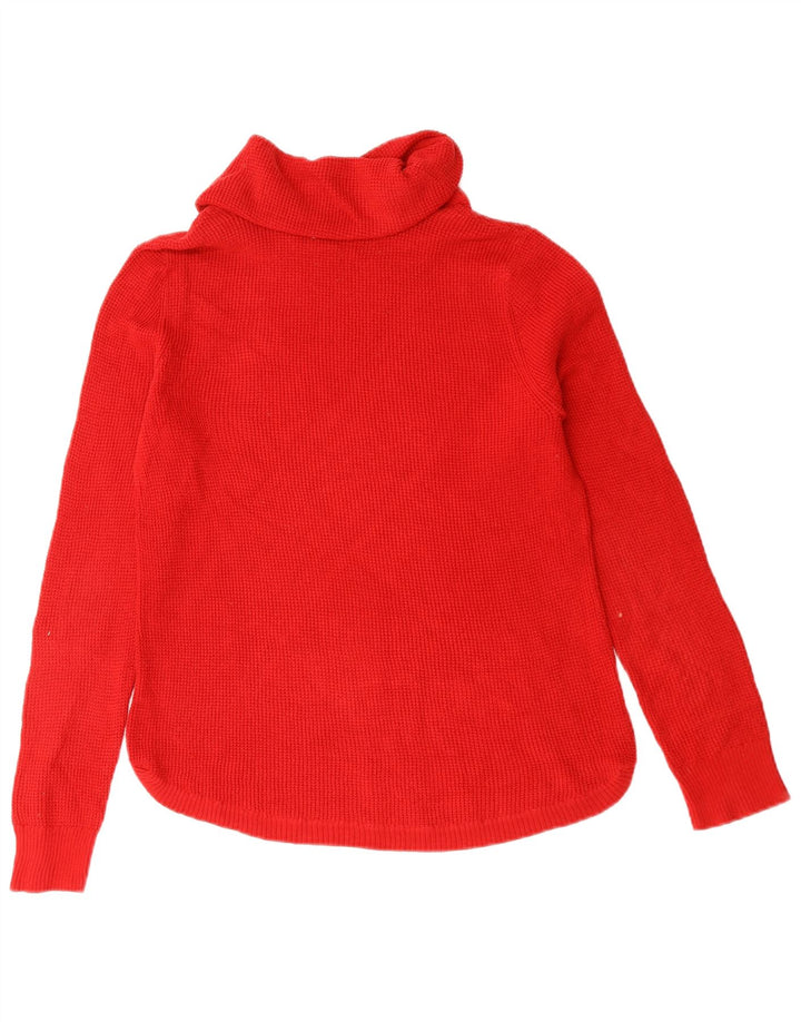 Damski sweter z golfem Ralph Lauren UK 14, średni czerwony, bawełniany