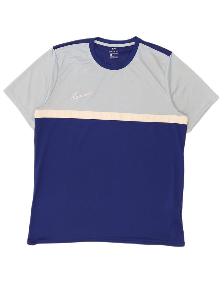 Męski T-shirt Nike Dri Fit Top XL Niebieski poliester z blokami kolorów