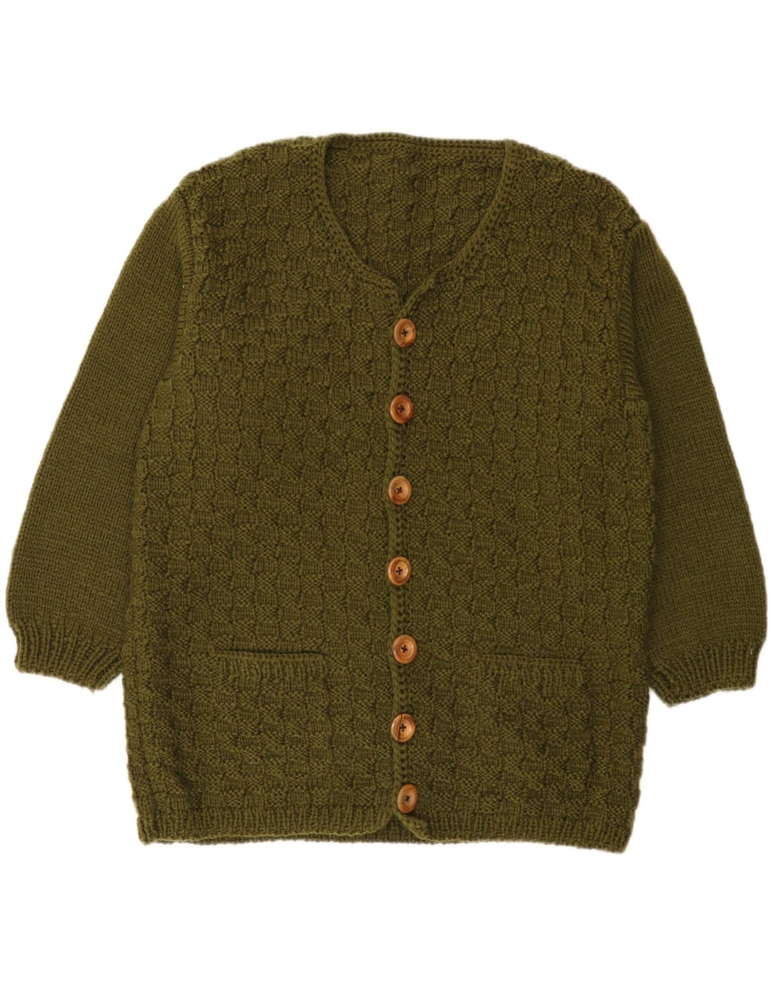 Sweter damski w stylu vintage, rozpinany, UK 14, duży, khaki