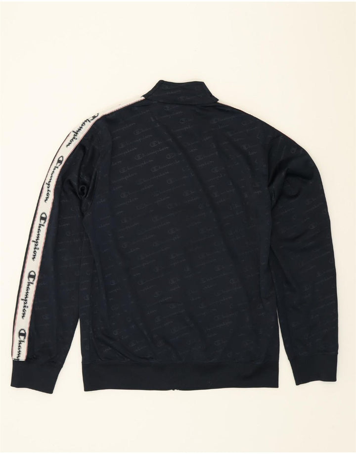 CHAMPION Mens Graphic Tracksuit Top Jacket Large Navy Blue Polyester Vintage Champion and Second-Hand Champion from Messina Hembry 