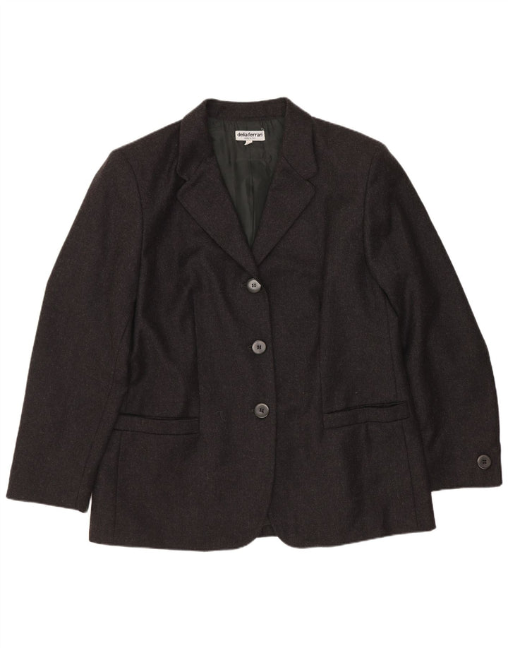 Damska marynarka zapinana na 3 guziki Delia Ferrari IT 45 Średnia czarna dziewicza wełna