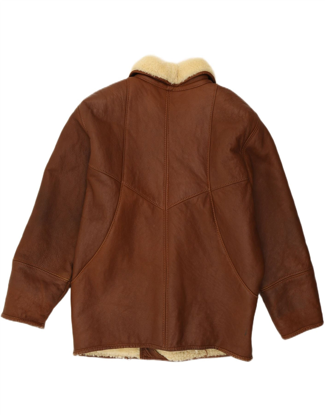 Vintage męska luźna kurtka shearling IT 46 mała brązowa skóra