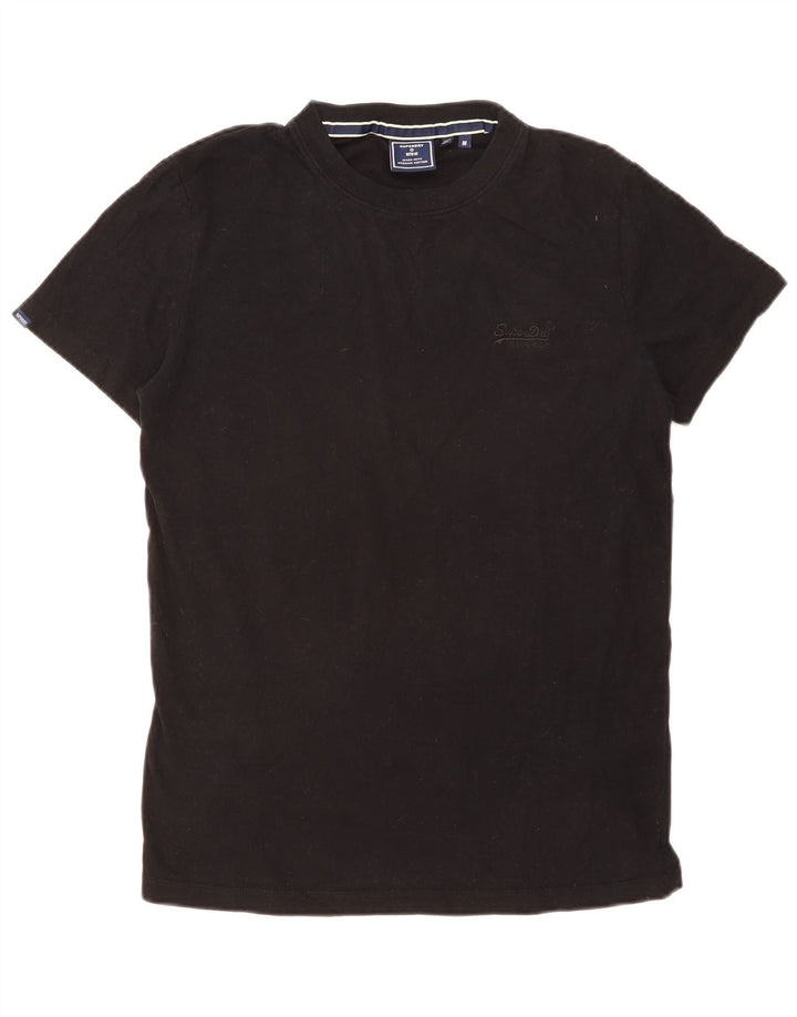 SUPERDRY Męski T-shirt Top Średni Czarny Bawełniany