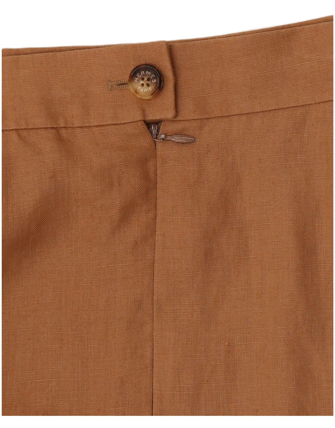 HERMES Damska prosta spódnica IT 44 Medium W30 Beżowa lniana