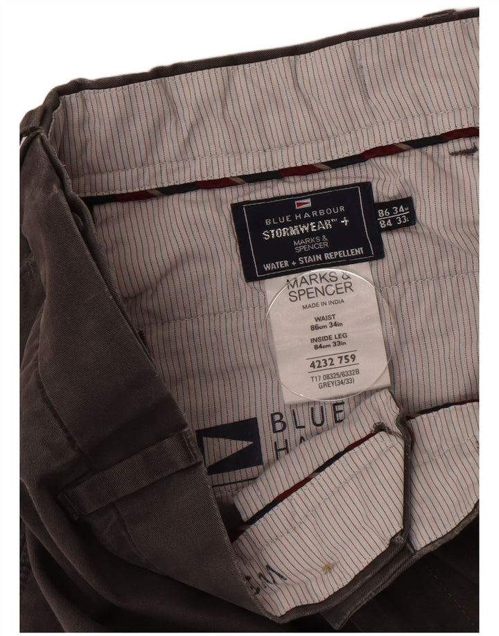Męskie spodnie Chino Marks & Spencer Blue Harbor Straight W34 L33 Szare