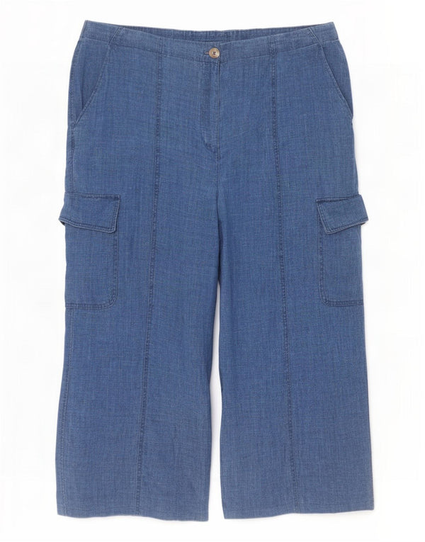 Marks & Spencer Damskie Krótkie spodnie z wysokim stanem UK 20 2XL W40 L24 Niebieskie