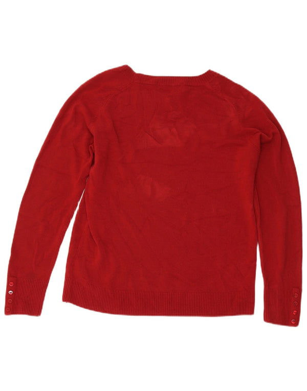 Marks & Spencer Damski sweter z dekoltem w łódkę, UK 14, średni czerwony akryl