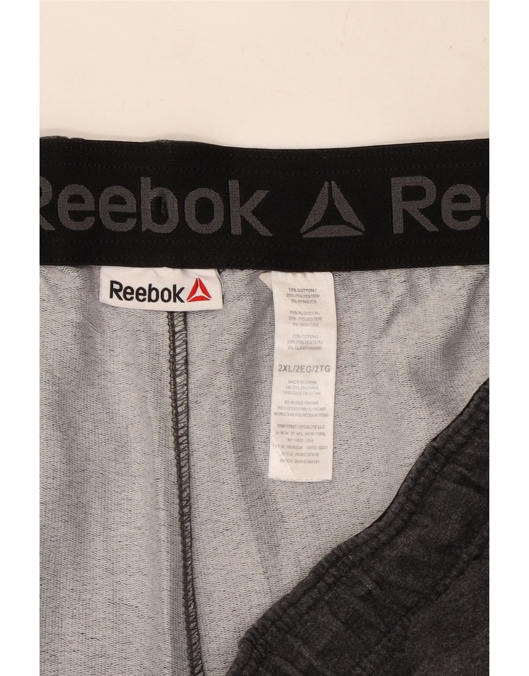 Męskie spodnie dresowe Reebok z grafiką, 2XL, szara bawełna